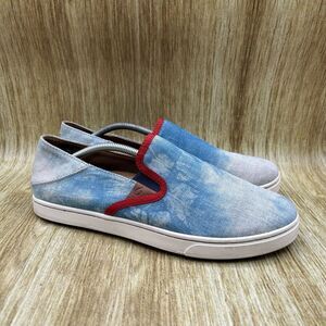 Olukai Pehuea Women's Size 9.5 Hawaiian Blue White Slip On Casual Shoes Sneakers